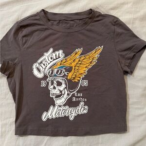 Custom Motorcycle Cropped Graphic T-Shirt -